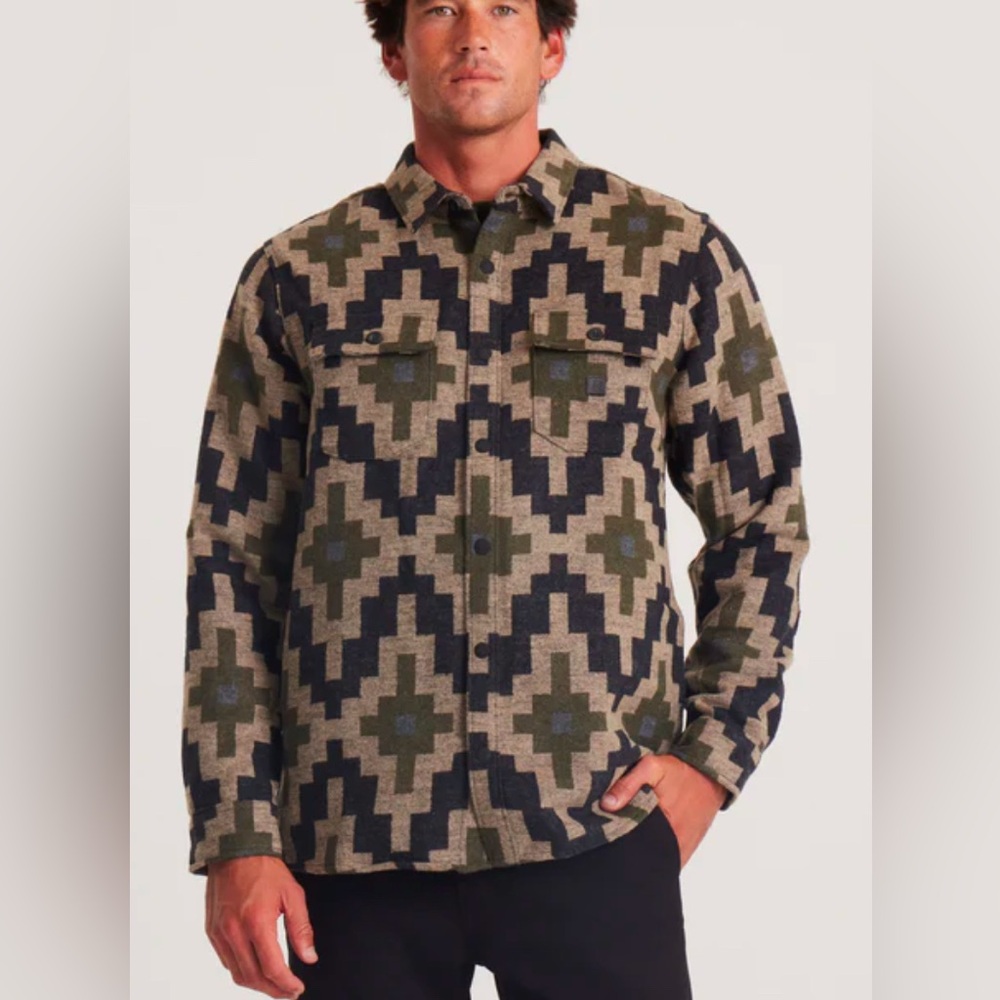 Roark Aztec Pattern Casual Button Down Shirt - Bl… - image 3